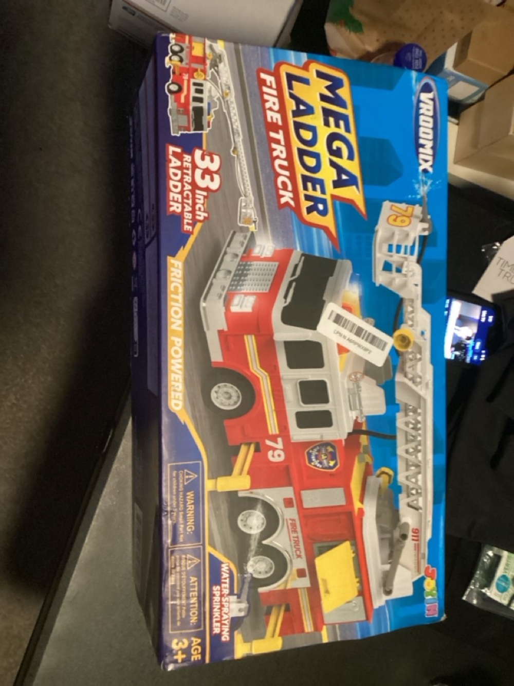 Friction-Powered Red & White Fire Truck Toy - Brand Unspecified